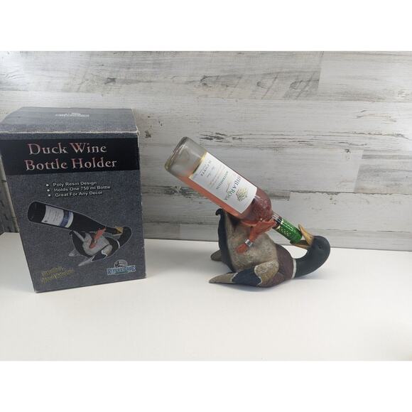 Rivers Edge Mallard Duck Wine Bottle Holder Stand Resin Vintage Funny Gift Duck! - Picture 1 of 10